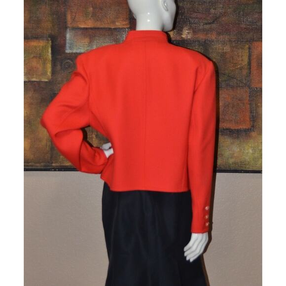 Louis Feraud Designer Red Wool Cropped Matador Style Bolero Jacket Size 14 - Picture 4 of 6